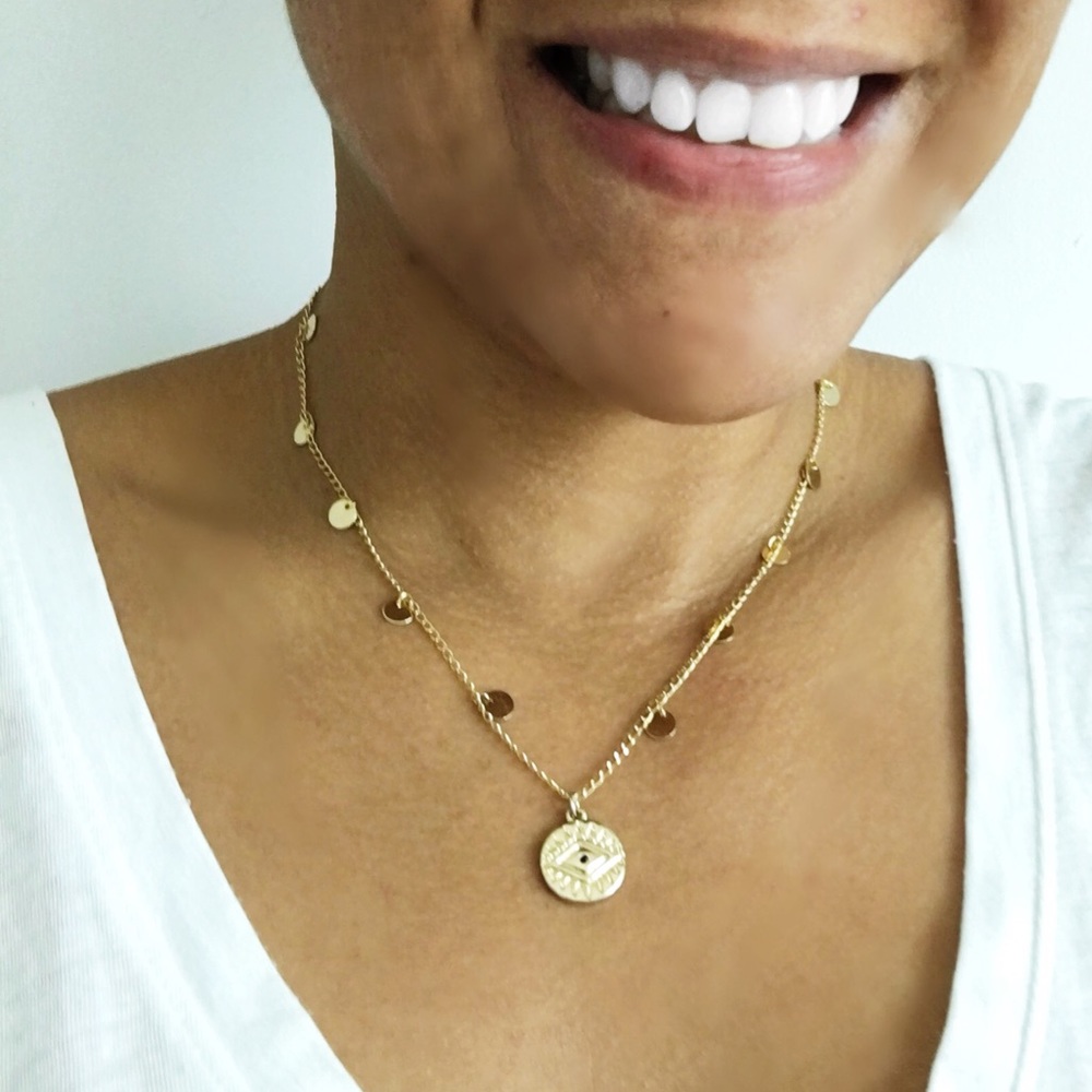 STARRY-EYED GOLD COIN NECKLACE